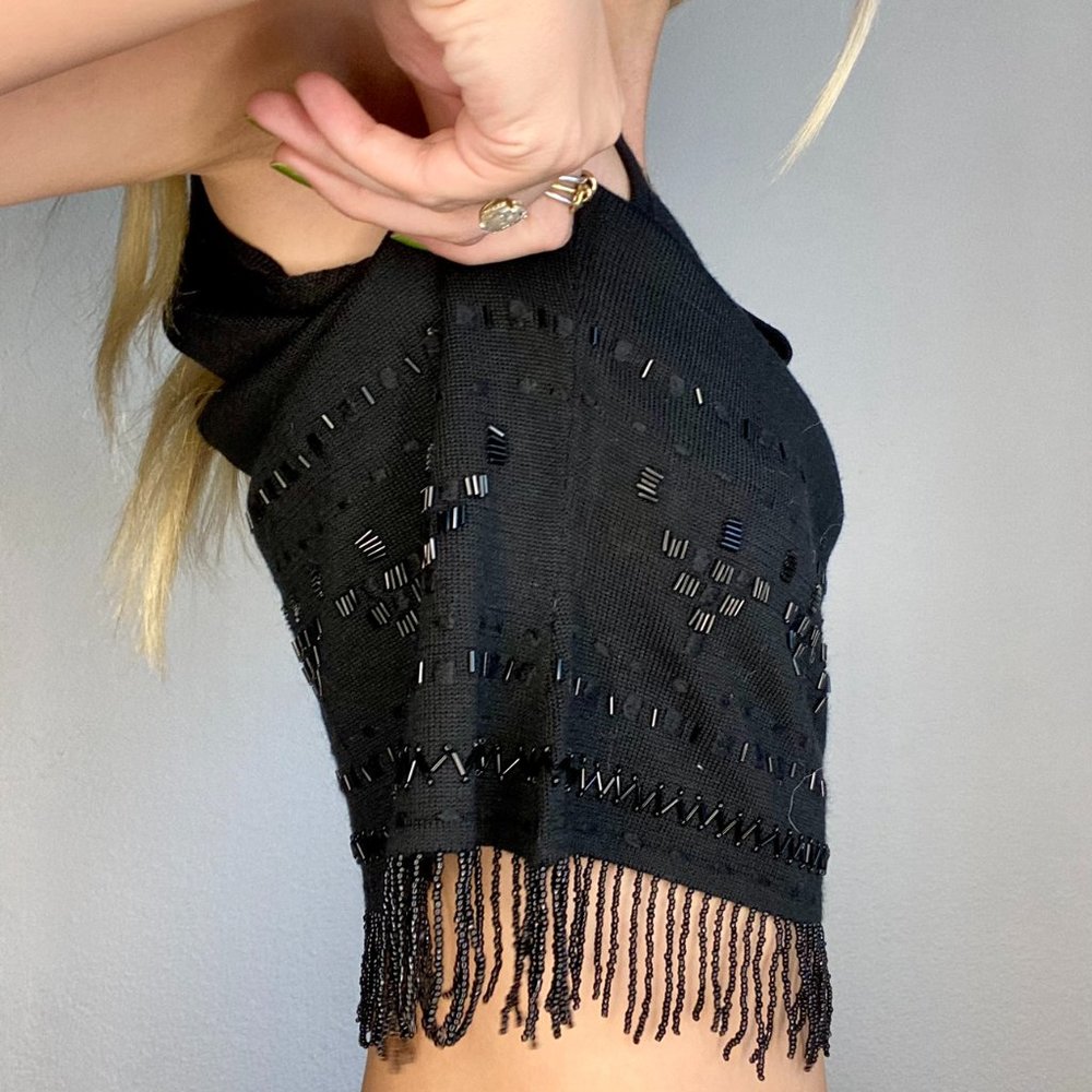 Vintage knit beaded and embellished tank top